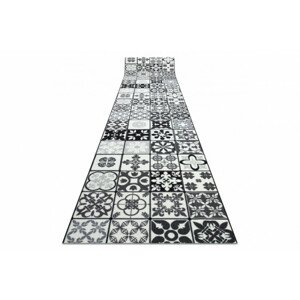 Protišmykový behúň AZULEJO PATCHWORK lisabonský obklad - sivý / čierny