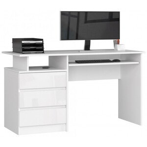 Kancelársky stôl CLP 135 cm biely / biely lesk