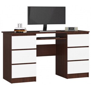 Kancelársky stôl A-11 135 cm 6SZ, wenge/biely