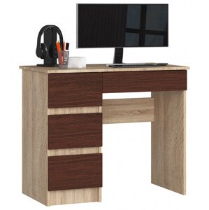 Kancelársky stôl A-7 90 cm ľavostranný, sonoma / wenge
