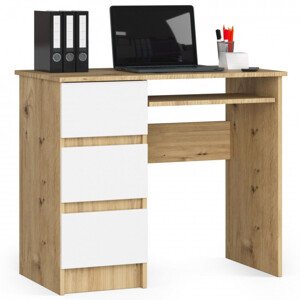 Kancelársky stôl A-6 CLP ľavostranný, dub artisan / biely