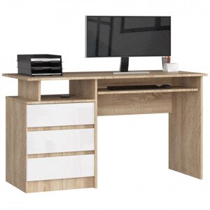 Kancelársky stôl CLP 135 cm sonoma / biely lesk