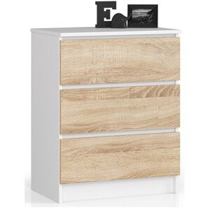 Komoda K60 3SZ CLP biela / sonoma