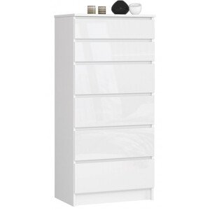 Komoda K60 6SZ CLP biela, lesk