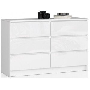 Komoda K120 6SZ CLP biela, lesk