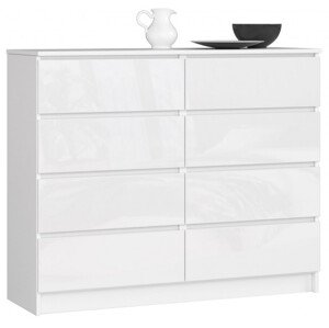 Komoda K120 8SZ CLP biela, lesk