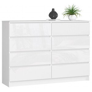 Komoda K140 8SZ CLP biela, lesk