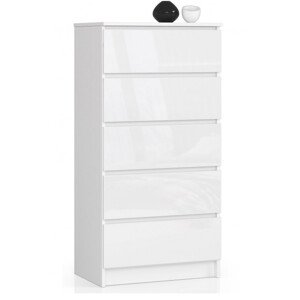Komoda K60 5SZ CLP biela, lesk