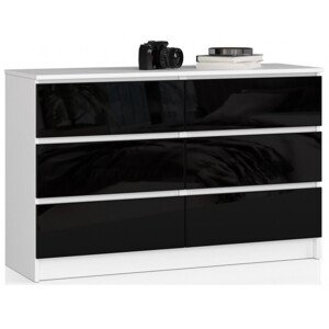 Komoda K120 6SZ CLP čierna, lesk