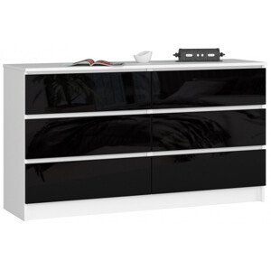 Komoda K140 6SZ CLP čierna, lesk