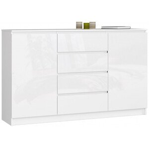 Komoda K160 2D 4SZ CLP biela, lesk