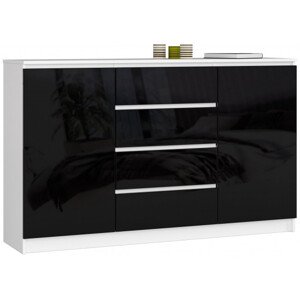 Komoda K160 2D 4SZ CLP čierna, lesk