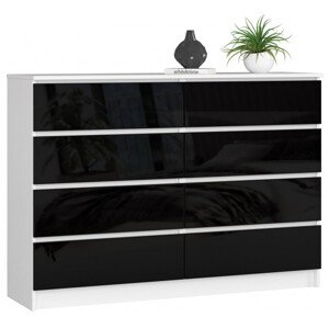 Komoda K140 8SZ CLP čierna, lesk