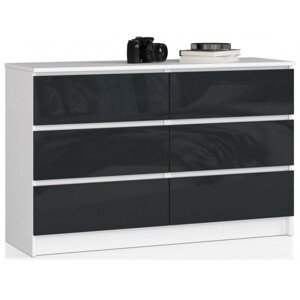 Komoda K120 6SZ CLP grafitová, lesk