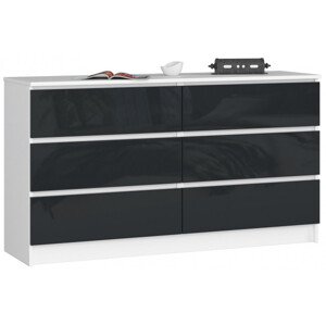 Komoda K140 6SZ CLP grafitová, lesk