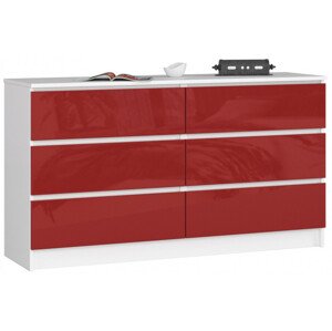 Komoda K140 6SZ CLP červená, lesk