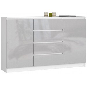 Komoda K160 2D 4SZ CLP metalická, lesk