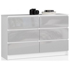 Komoda K120 6SZ CLP metalická, lesk