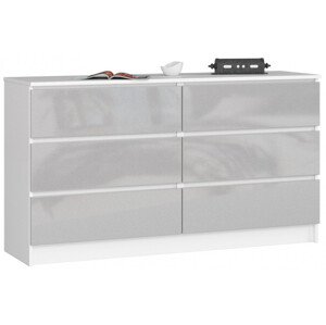 Komoda K140 6SZ CLP metalická, lesk