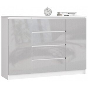 Komoda K140 2D 4SZ CLP metalická, lesk