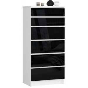 Komoda K60 6SZ CLP čierna, lesk