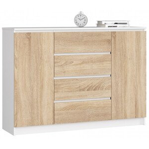 Komoda K140 2D 4SZ CLP biela / sonoma