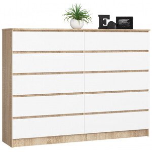 Komoda K160 10SZ CLP dub sonoma / biela