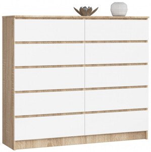 Komoda K140 10SZ CLP dub sonoma / biela
