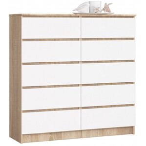 Komoda K120 10SZ CLP dub sonoma / biela