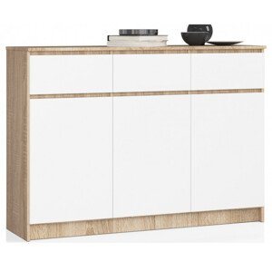 Komoda K140 3D 3SZ CLP sonoma / biela