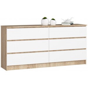 Komoda K160 6SZ CLP dub sonoma / biela