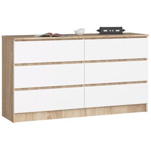 Komoda K140 6SZ CLP sonoma / biela