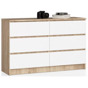 Komoda K120 6SZ CLP dub sonoma / biela