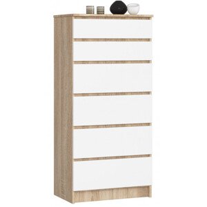 Komoda K60 6SZ CLP dub sonoma / biela