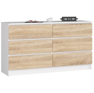 Komoda K140 6SZ CLP biela / sonoma
