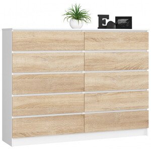 Komoda K160 10SZ CLP biela / sonoma