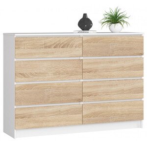 Komoda K140 8SZ CLP biela / sonoma