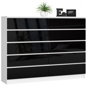 Komoda K160 10SZ CLP čierna, lesk