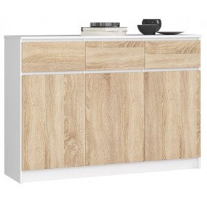 Komoda K140 3D 3SZ CLP biela / wenge