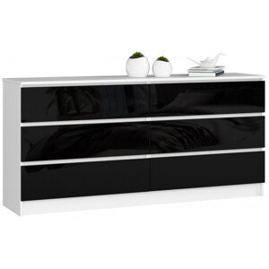 Komoda K160 6SZ CLP čierna, lesk