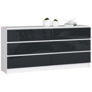 Komoda K160 6SZ CLP grafitová, lesk