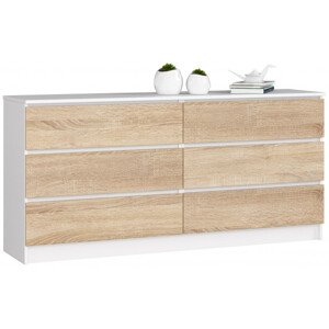 Komoda K160 6SZ CLP biela / dub sonoma