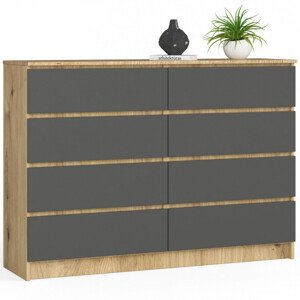 Komoda K140 8SZ CLP dub artisan / sivá
