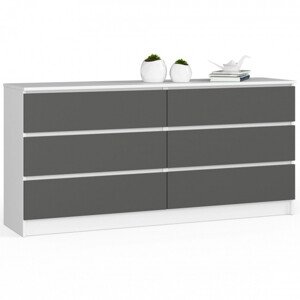 Komoda K160 6SZ CLP biela / sivá