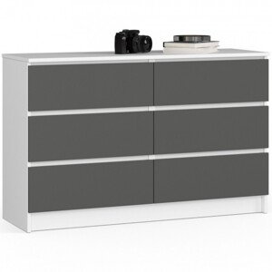 Komoda K120 6SZ CLP biela / sivá