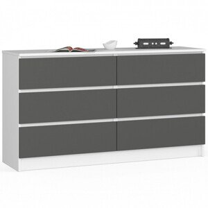 Komoda K140 6SZ CLP biela / sivá