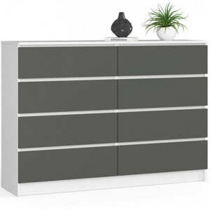 Komoda K140 8SZ CLP biela / sivá