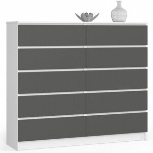 Komoda K140 10SZ CLP biela / sivá