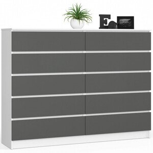 Komoda K160 10SZ CLP biela / sivá