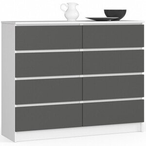 Komoda K120 8SZ CLP biela / sivá